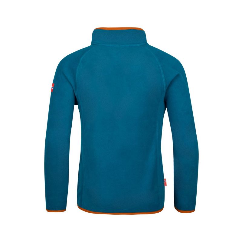 Trollkids Kids Nordland Half Zip Unisex Fleece Sweatshirt Deep Lagoon/Cinnamon Lightweight and Breathable Blue (707-178) In preparation Your Sports Performance