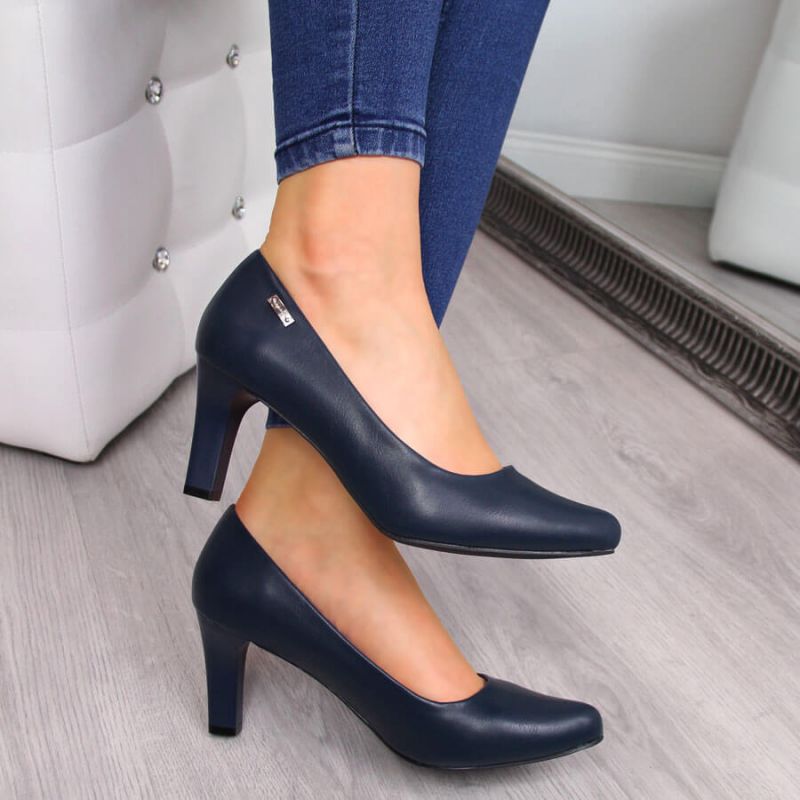 Sergio Leone navy blue block heel pumps Footwear Your Sports Performance