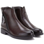Chocolate Brown Lined Leather Ankle Boots for Women Potocki JE19485ac