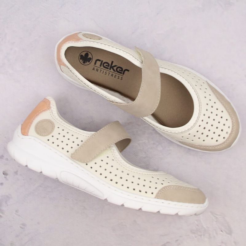Comfortable Rieker W RKR575A openwork shoes, beige Footwear/Lifestyle/Rieker Your Sports Performance