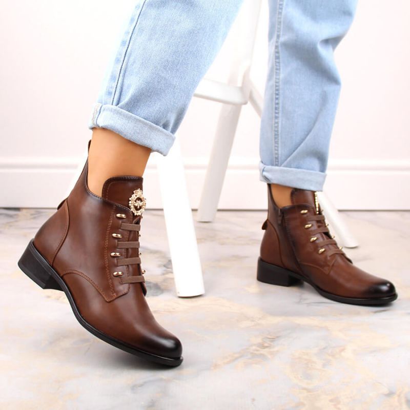Insulated flat-heeled ankle boots Jezzi W JEZ412C brown Footwear/Outdoor/Jezzi Your Sports Performance