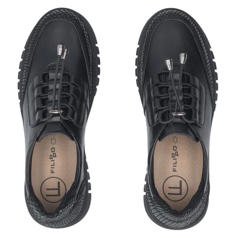Women's leather half-notes on a wedge, black Filippo DP8102