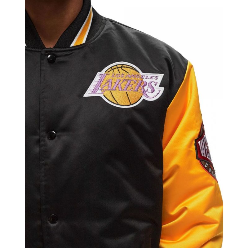 Mitchell & Ness NBA Los Angeles Lakers Primetime Heavyweight Satin Jacket Vintage Logo Lakers JK8453-LALBLCK Clothing/Lifestyle/Mitchell & Ness Your Sports Performance