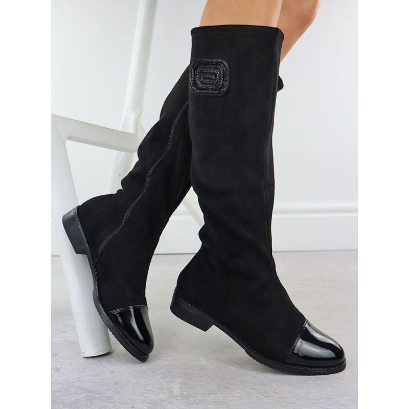 Women's patent suede boots, black, M.Daszyński MR2251-19 Footwear Your Sports Performance