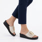Women's gold platform flip-flops Potocki 43326 Potocki