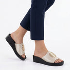 Women's gold platform flip-flops Potocki 43326 Potocki