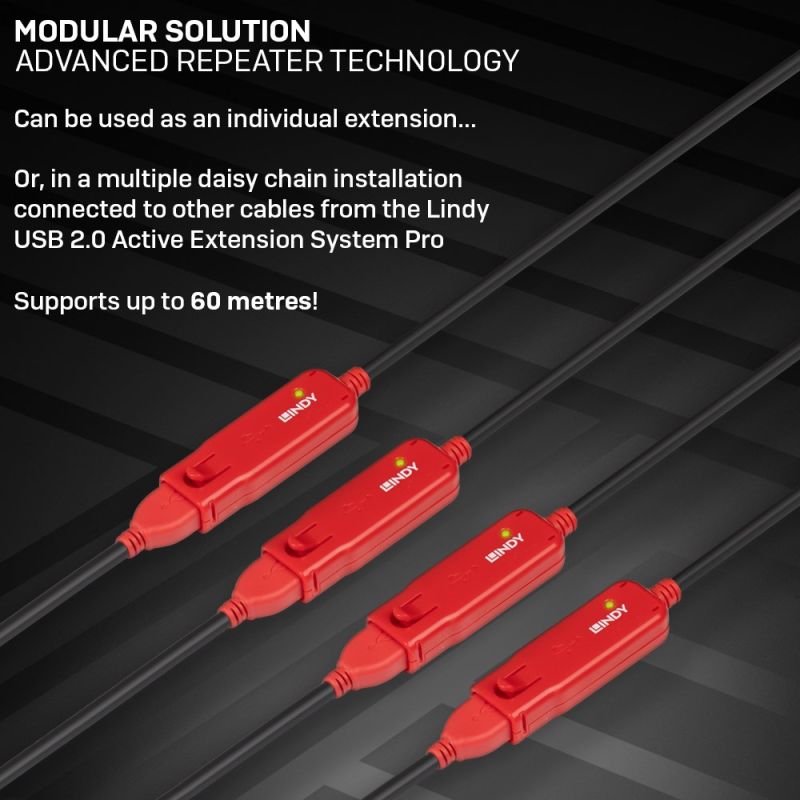 Lindy 42782 USB Cable USB 2.0 12m USB A Black Kable i adaptery/Kable USB Your Sports Performance