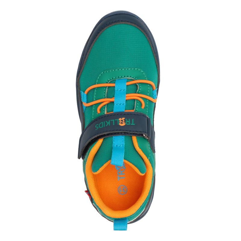 Trollkids Skaland Barefoot Hiker Shoes in Sea Green/Madeire Blue/Sahara Sunset