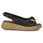Women's leather wedge sandals with openwork black Filippo DS7582