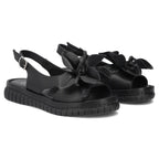 Women's leather wedge sandals, black, Filippo DS6965 Filippo