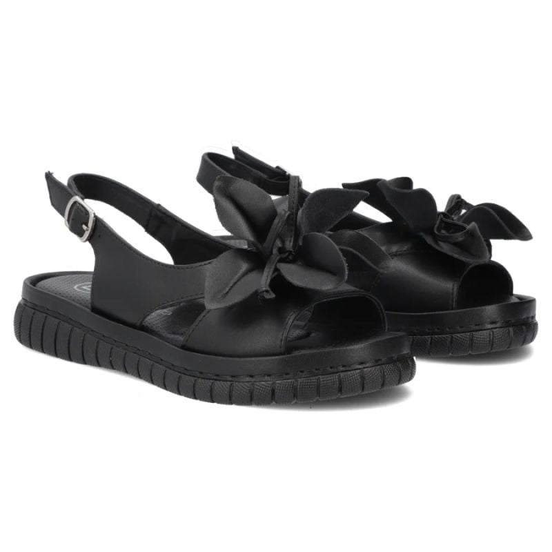 Women's leather wedge sandals, black, Filippo DS6965
