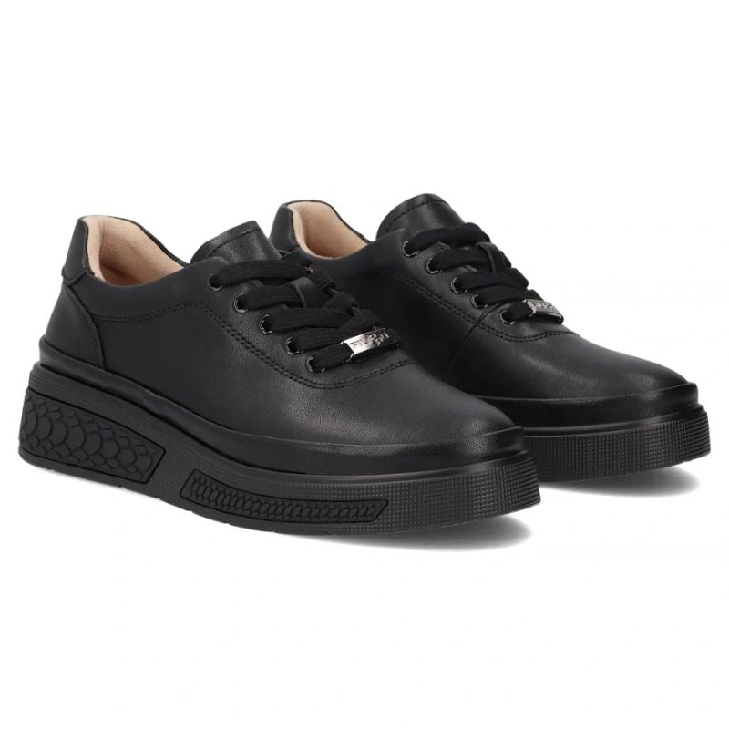 Women's leather wedge shoes, black Filippo DP8326