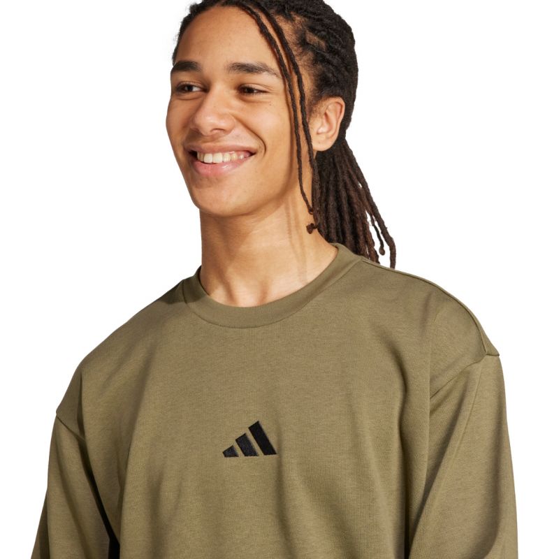 Men's adidas Essentials Feelcozy Fleece Sweatshirt Olive KD5149 In preparation Adidas