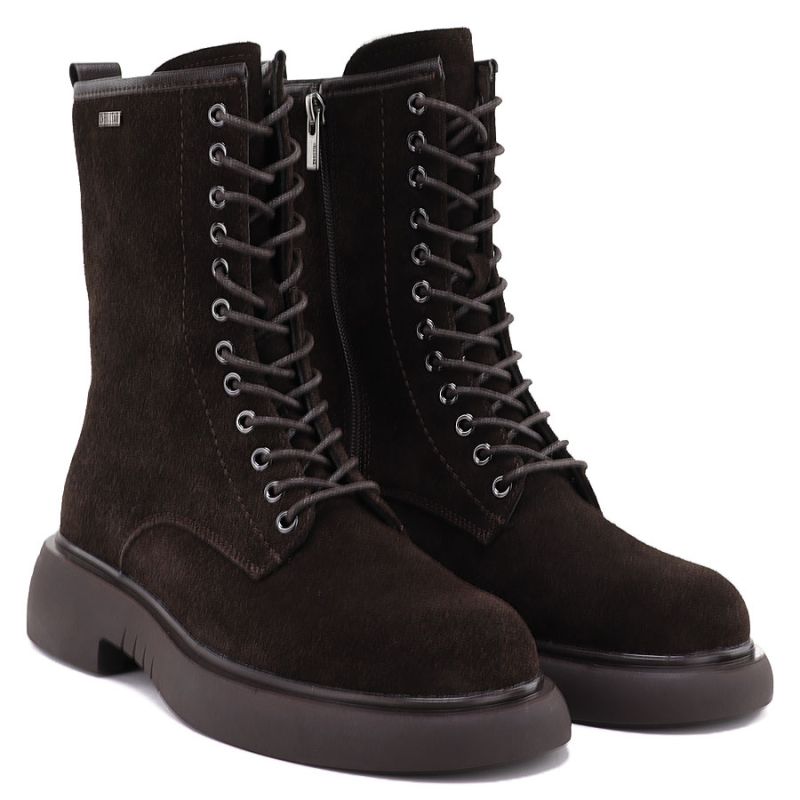Women's leather ankle boots, suede, chocolate Big Star UU274612
