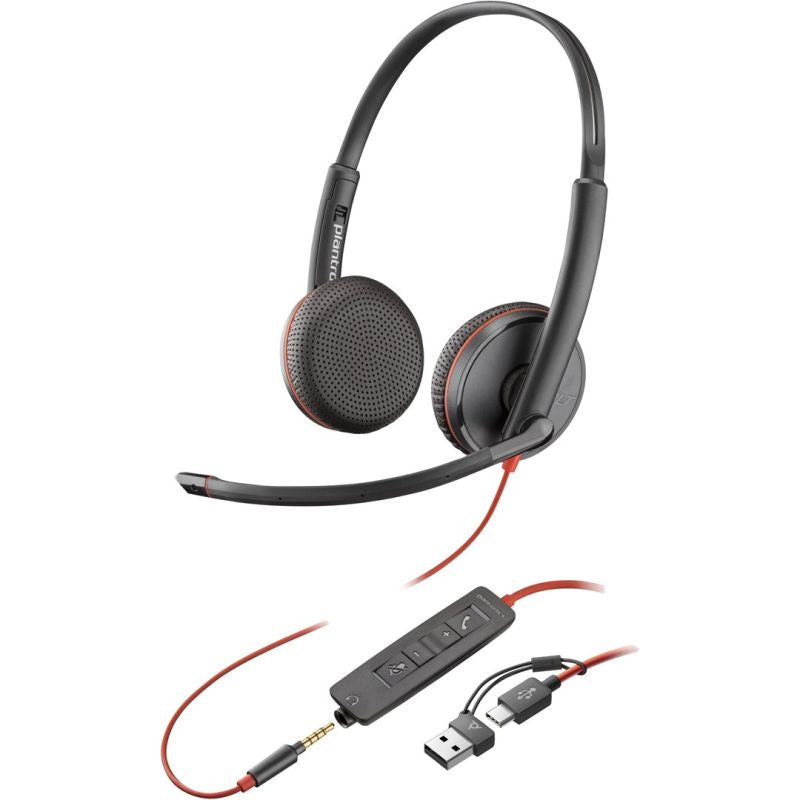 POLY Blackwire 3225 USB-C Stereo Headset + 3.5mm Plug + USB-C/A Adapter (Multi-Pack) Akcesoria GSM/Słuchawki przewodowe Your Sports Performance