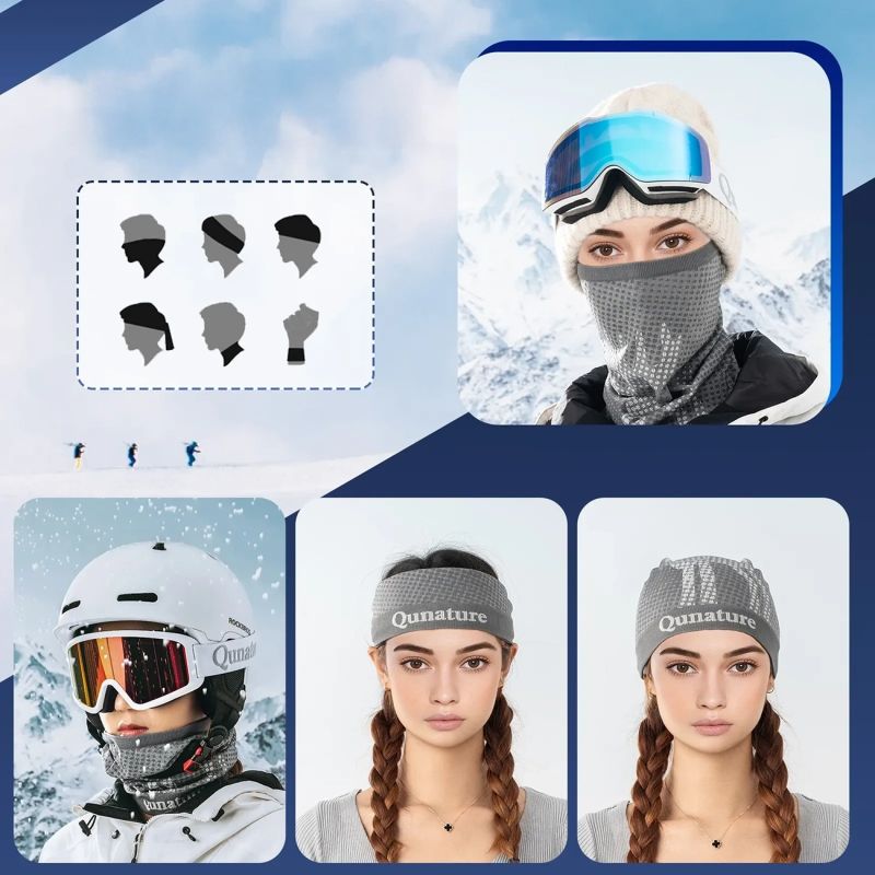 Qunature 11230014001 ski scarf, sports bandana, universal size - gray Your Sports Performance