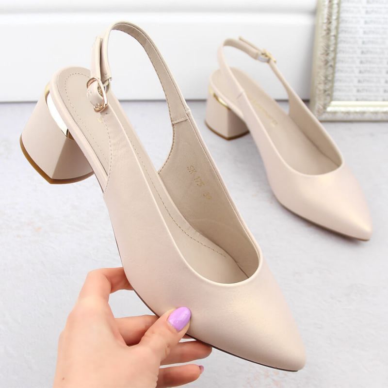 Elegant full sandals Sergio Leone W SK439A beige pearl