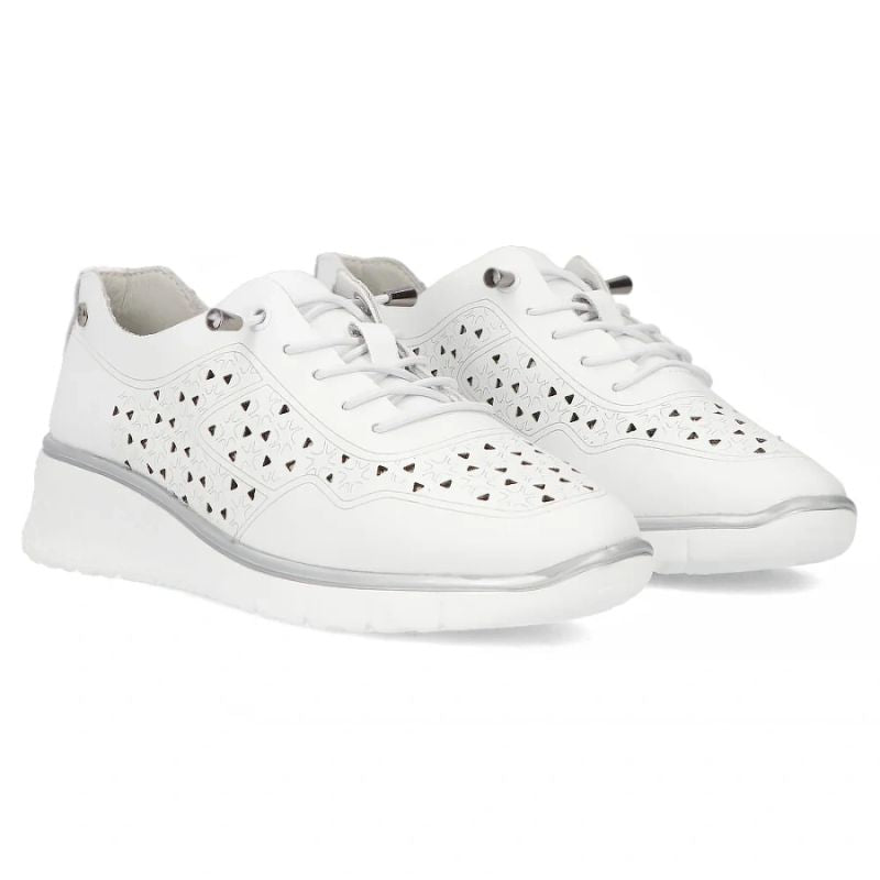Women's leather openwork shoes, white Filippo DP6714 Filippo