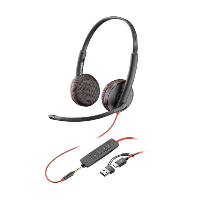 POLY Blackwire 3225 USB-C Stereo Headset + 3.5mm Plug + USB-C/A Adapter (Multi-Pack) Akcesoria GSM/Słuchawki przewodowe Your Sports Performance