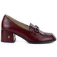 Women's leather brogues with high heels, burgundy, Vinceza 18116 Vinceza