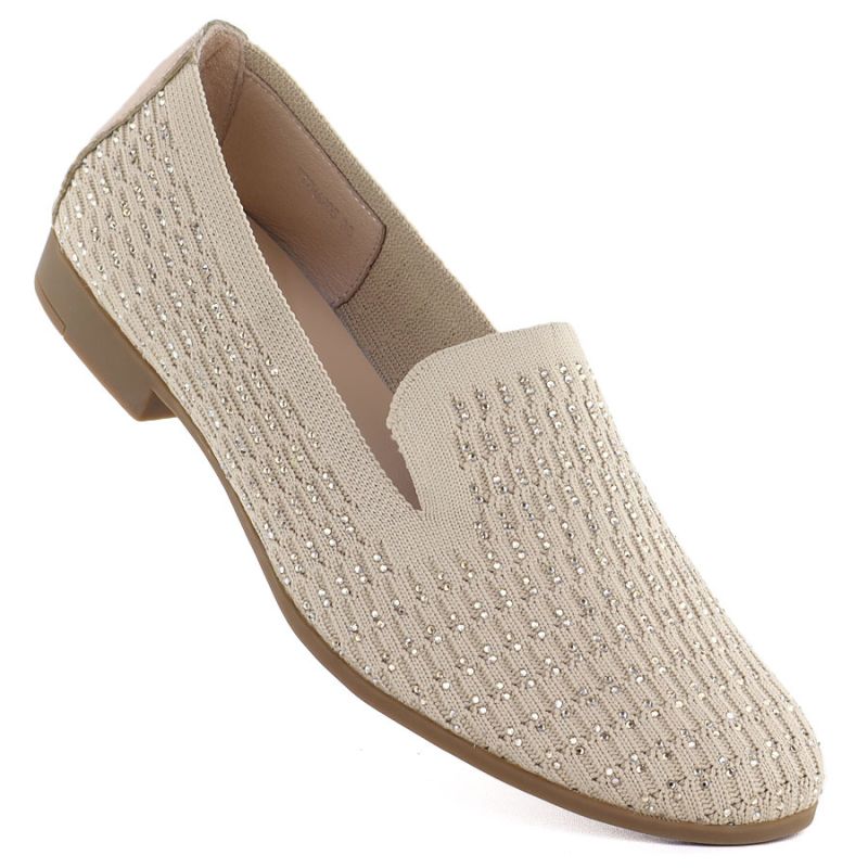 Women's beige lords shoes with zircons Bugatti TT2N4205 Bugatti