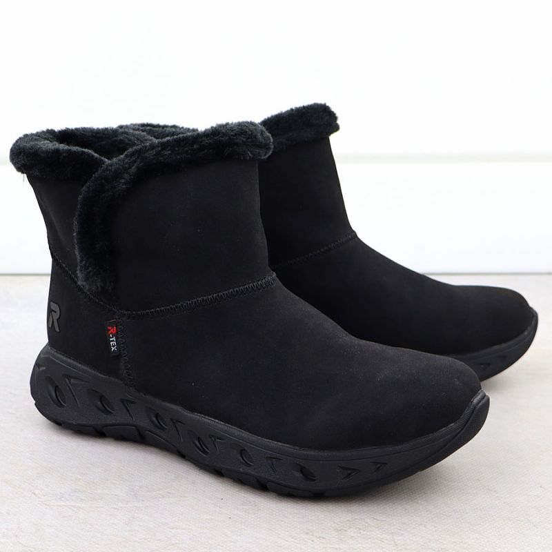 Rieker M6554-00 Waterproof Women's Snow Boots with Fur Trim, Black Footwear Your Sports Performance