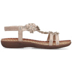 Women's gold floral slip-on sandals Rieker V7573-90 Rieker