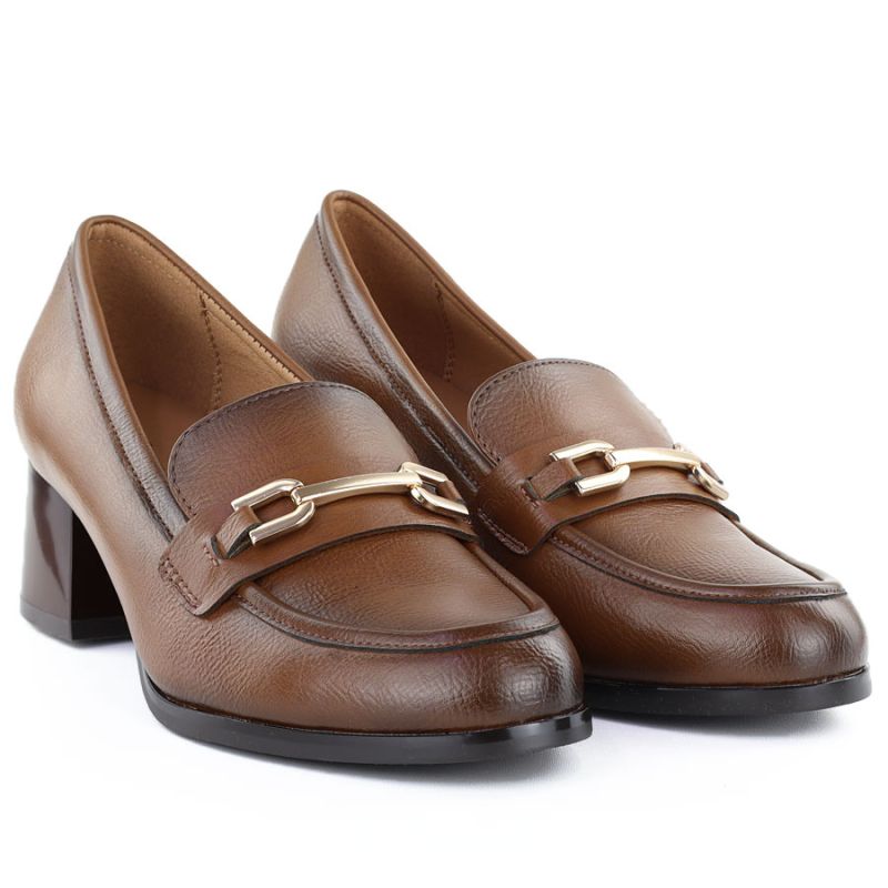 Women's brown high-heeled loafers, lords, Potocki SZ12784 To be categorized Your Sports Performance