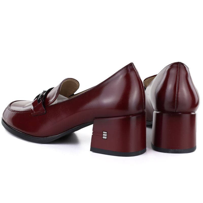 Women's leather brogues with high heels, burgundy, Vinceza 18116 Vinceza
