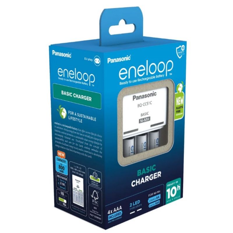 PANASONIC BASIC CHARGER + 4x AAA ENELOOP 800 mAh Baterie, akumulatorki i ładowarki/Ładowarki akumulatorowe (bez akumulatorków) Your Sports Performance