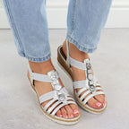 Women's wedge sandals with elastic bands silver Remonte R6264-92 Footwear Your Sports Performance
