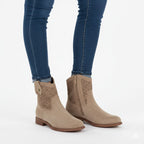 Women's openwork cowboy boots, suede, beige, S.Barski HY61-8025 To be categorized Your Sports Performance