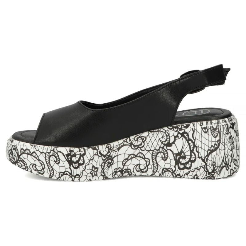 Women's leather wedge sandals, black, Filippo DS7580