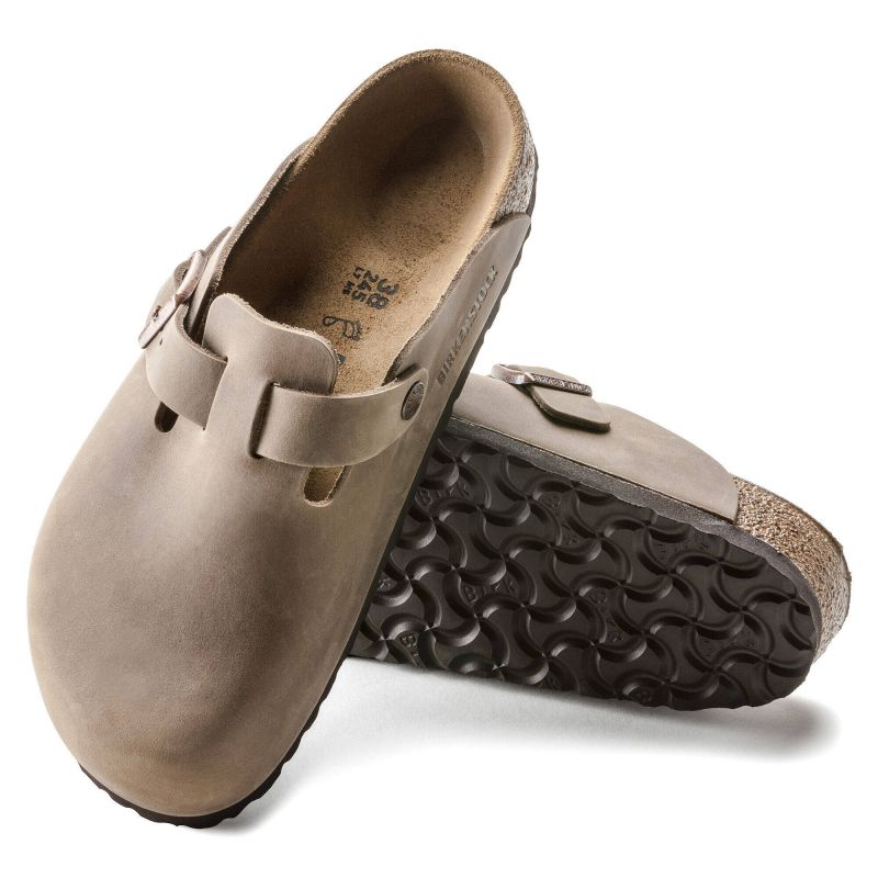 Birkenstock Boston Tabacco Brown Oiled Leather Regular Wide Slides for Women/Men (0960811) In preparation Your Sports Performance