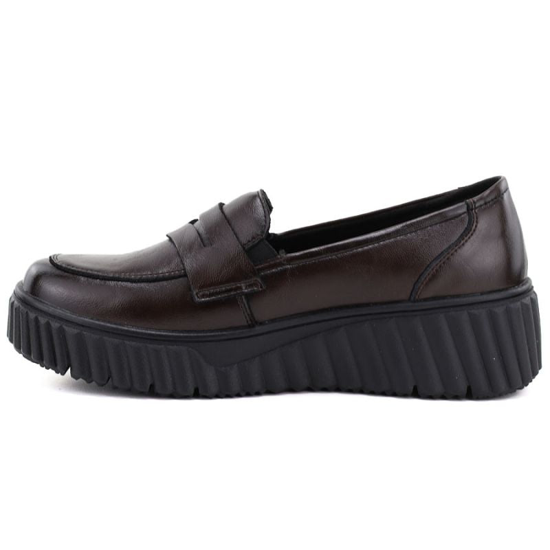 Brown leather wedge moccasin shoes Vinceza 133135
