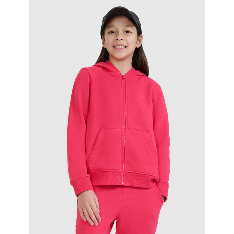Girls' sweatshirt with a zipper and a hood 4F 4FJWSS25TSWSF1706-55S *Kategoria tymczasowa Your Sports Performance