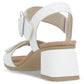 Women's leather sandals on a block heel white Remonte by Rieker D1K51-80