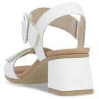 Women's leather sandals on a block heel white Remonte by Rieker D1K51-80 Rieker