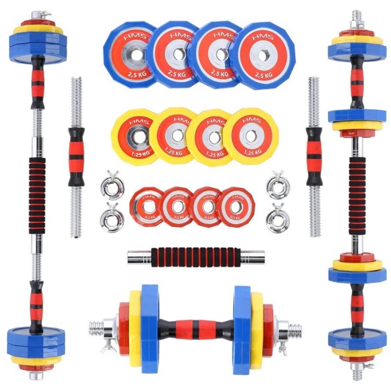 Colorful dumbbells with barbell function in a HMS SKC20 case 2 x 10 kg In preparation Your Sports Performance