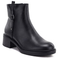 Black Sergio Leone women's leather block ankle boots