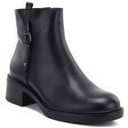Black Sergio Leone women's leather block ankle boots