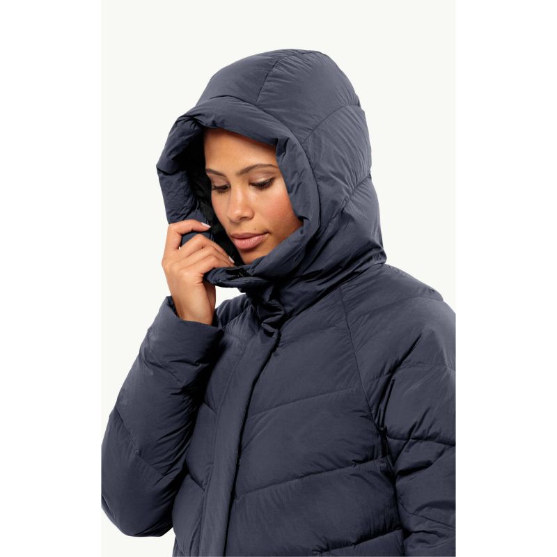 Jack Wolfskin MARIENPLATZ COAT W night blue Down Insulated women's winter jacket navy blue (1206971_1010) In preparation Your Sports Performance