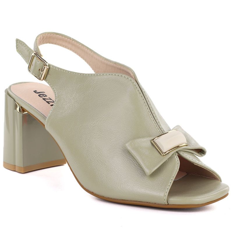Women's sandals with a bow, olive green, Jezzi RMR25112-3 Jezzi