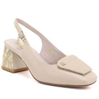 Beige leather pumps with a free heel Artiker 58C0672 Artiker