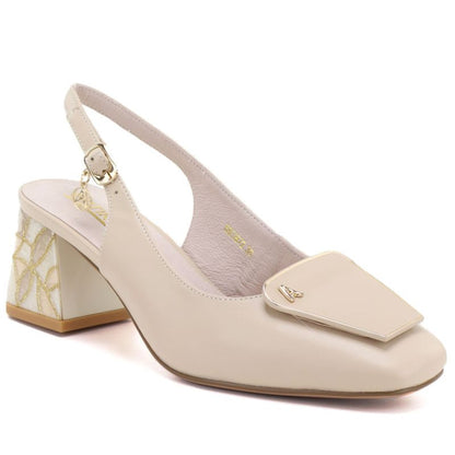 Beige leather pumps with a free heel Artiker 58C0672