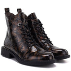 Women's patent leather brown ankle boots S.Barski HY62-8140