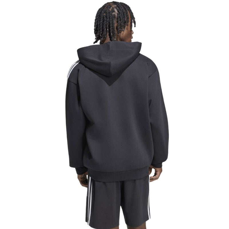 Men's adidas Essentials 3-Stripes Fleece Full-Zip Hoodie Black KY6559