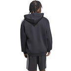 Men's adidas Essentials 3-Stripes Fleece Full-Zip Hoodie Black KY6559
