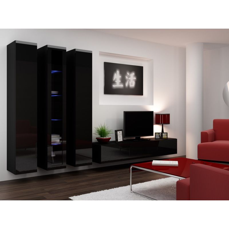 VIGO glass display cabinet '180' 180/40/30 black/black polished Bufety i witryny/Bufety i witryny na drewnianej podstawie Your Sports Performance