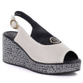 Women's leather wedge sandals with openwork beige S.Barski 7010 S.Barski